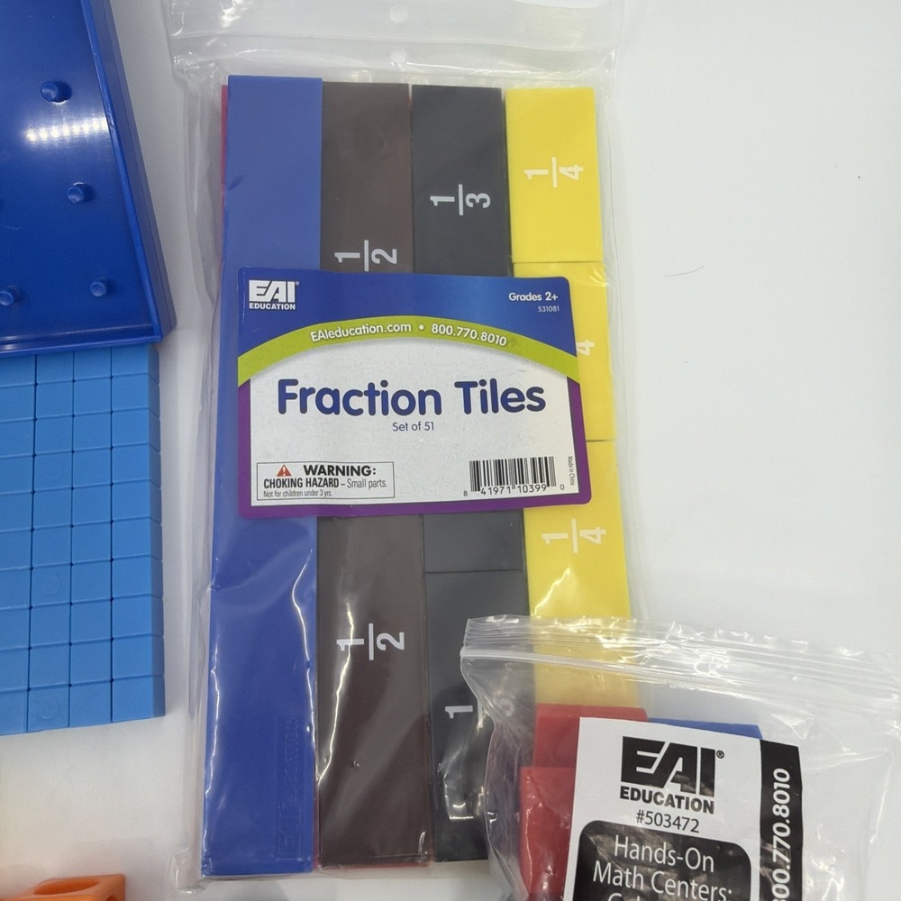 Base Ten Blocks Class Set Cubes, Rods, Flats, Fractions Tiles, Math Bundle - Picture 4 of 6